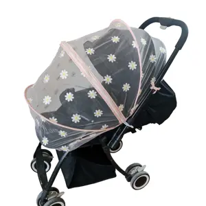 Baby Sunshade Stroller Mosquito Net Daisy Full Cover Mesh Stroller Cover Visible Breathable Stretchable Mosquito Net