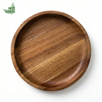 Set ronde acacia houten kommen, milieuvriendelijk, massief houten keukenkom, salade-, fruit- en dessertkom voor thuis, restaurant, bruiloft, cadeau