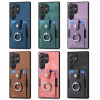 Étui de protection intégral pour téléphone avec support anneau et porte-cartes pour Samsung S26 Ultra S25 FE A56 M56 en cuir PU gaufré