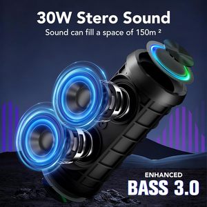 Outdoor <b>Speaker</b> IPX7 Waterproof 30W HD Stereo Sound TWS Pairing 30H Battery Life <b>LED</b> Light Portable Wireless <b>Speaker</b> - Product Image 2