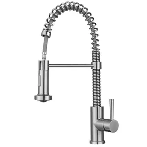 304 Stainless Steel Faucet Spring Spout with Wanghai 35mm Ceramic Cartridge Two Function Spray