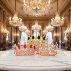 Accessoires de cheveux en alliage baroque avec strass plaqué or, <span class=keywords><strong>couronne</strong></span> pour femmes, tenue de soirée, mariage, anniversaire, fête des mères, décorations - Product Image 3