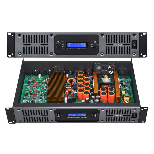 MD-1000 2U Rack Mount Power Amplifier 2x1000W Professional High Efficiency Digital Amp for Stage DJ KTV Live Sound PA System