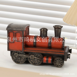 Retro Resin Locomotive And Truck Decorative <b>Ornaments</b> For Living Room Rustic Style Single Piece Package - Product Image 3