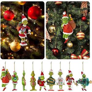 Lustige Weihnachtsdeko, 2D Weihnachts-Acryl <span class=keywords><strong>Grinch</strong></span>-Anhänger, Grüner Weihnachtsbaumschmuck zum Aufhängen, Christbaumanhänger-Zubehör - Product Image 3