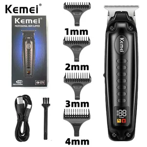 Kemei-Kit de corte de pelo profesional LED, cortapelos y recortadora de pelo ajustable, para uso profesional