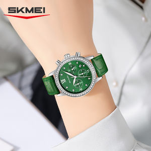 Reloj de Pulsera de Negocios de Lujo para Mujer Skmei 9384 con Esfera de Diamantes, Correa de Cuero, Multifuncional, Resistente al Agua 3ATM, Reloj de Cuarzo - Product Image 5