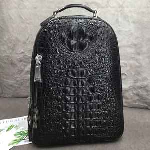 Sac à dos en cuir véritable pour homme, grande capacité 20-35L, fermeture éclair simple, design classique, doublure intérieure en cuir de vache - Product Image 1