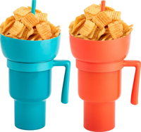 Logo personnalisé Cinéma créatif Promotion Couples Seau à pop-corn Seau à pop-corn Boisson Coke Tasse à paille Gobelet avec bol à collation