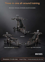 Machine de musculation multifonctionnelle 3 en 1 pour la poitrine, équipement de salle de sport commercial, presse à épaules, banc de musculation réglable, combo BN1005