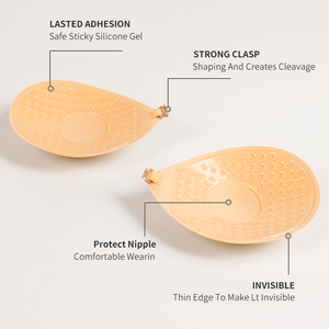 Breathable Holes Skin Tone Bio Glue Polyester Women Invisible <strong>Stick</strong> on Adhesive Bra with Low Price - Product Image 2