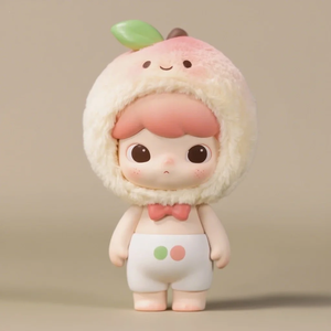 Custom Vinyl Face Plush Toy in Peach <strong>Costume</strong> Custom Vinyl Head Plush Mascot Doll OEM Anime Character Toy Custom Plush Vinyl Doll - Product Image 1