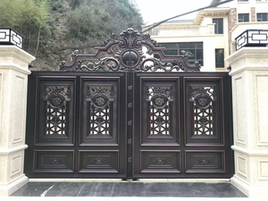 Puertas laterales de hierro forjado decorativas, accesorios de puerta de hierro forjado, último diseño de puerta <span class=keywords><strong>principal</strong></span> con rueda, abridor de puerta oscilante - Product Image 3