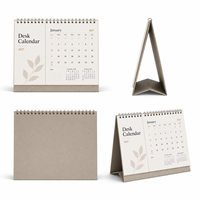 Calendrier de bureau minimaliste 2025 – Couvertures matifiées, bords découpés avec précision, support en carton rigide gris pour bureau moderne à domicile