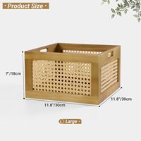 Boîtes de rangement en bois, paniers carrés en bambou, utilisés pour la lessive, la cuisine, les fruits, le bureau à domicile, les magazines, les étagères de placard