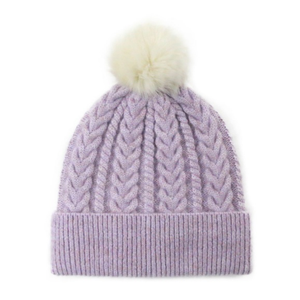 Premium Custom Cozy Faux Fur <strong>Beanie</strong> with <strong>Pom</strong> <strong>Pom</strong>, 45% Recycled Polyester Blend Winter Hat for Adults, Grey Slouchy <strong>Knit</strong> Cap - Product Image 4