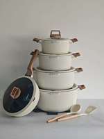 Set Panci Aluminium Modern 15 Buah 20 24 28 32cm Casserole 28cm Wajan Dalam Lapisan Batu Peralatan Silikon Grosir