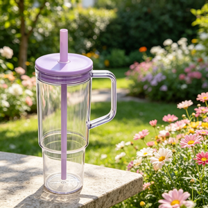 1200ml Clear Plastic Eco-Friendly Travel Mug with Lid and Straw Type - Product Image 3