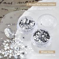 Paillettes a Stella Dorate in PET, Fiocchi Glitterati Olografici per Nail Art, Artigianato in Silicone, Decorazione Fai-da-Te per Tumbler in Resina Epossidica