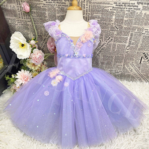 Robe de danse de scène romantique à fleurs violettes de haute qualité pour adultes et enfants, costume de fête, robe de performance de ballet professionnelle - Product Image 1