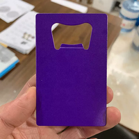 Ouvre-bouteille de bar personnalisé en acier inoxydable par sublimation, lame plate noire vierge pour marque, ouvre-bouteille de bière pour bar