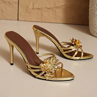Nouvelles Sandales Élégantes et Sportives en Maille à Talons Hauts pour Femmes, Modèle 2026, Sexy à Bout Ouvert avec Décoration Florale Métallique