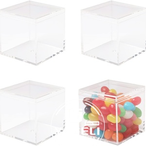Clear Acrylic Square Cubes <b>Small</b> <b>Storage</b> <b>Box</b> Wedding Candy <b>Box</b> Lid Jewelry Display Containers Customized Logo Silk-Screen - Product Image 2