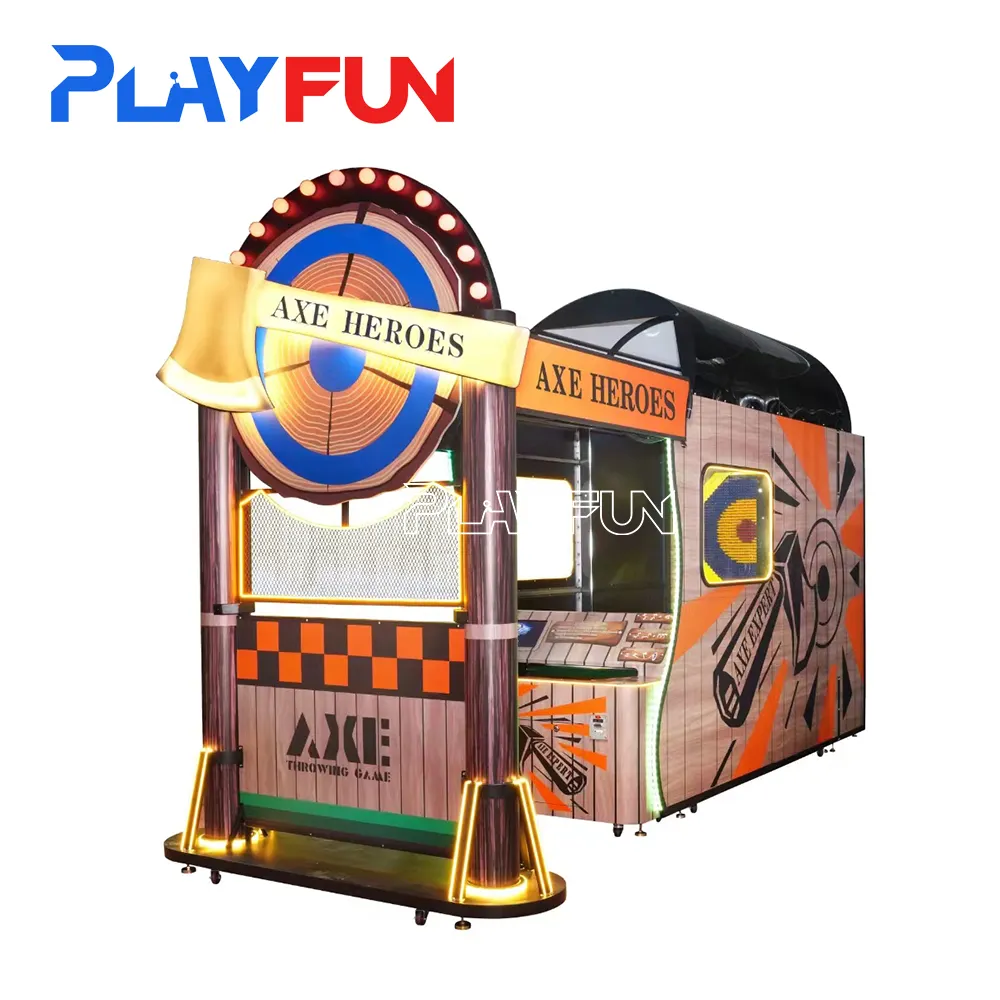 Playfun Wholesale Axe Heroes Challenge Sport Axe Throwing Competition Game Redemption Ticket Arcade Machine for Sale