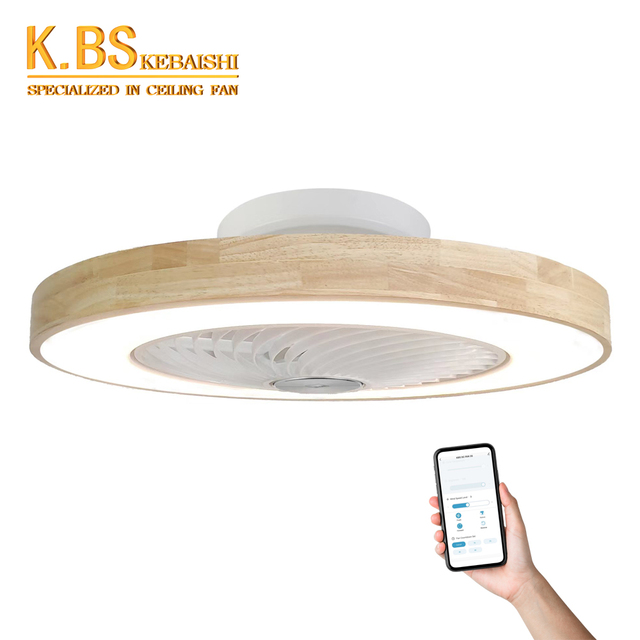 Intelligent App Control Tuya Wifi Wooden Modern Dc Smart Bldc Led Ceiling Fan With Light and Remote