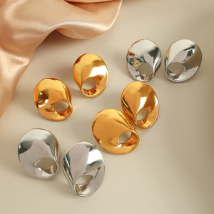 Spiral <b>Stud</b> <b>Earrings</b> Gold <b>Silver</b> Plated Titanium Steel Women's Fashion Jewelry EH619 - Product Image 1