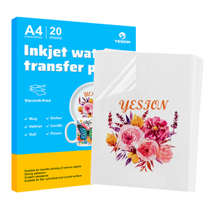 ฟิล์มถ่ายโอนลายแบบน้ำ Yesion ขนาด A4 สำหรับเครื่องพิมพ์อิงค์เจ็ท ไม่ต้องใช้สารเคลือบเงา สีขาวใส สำหรับแก้ว - Product Image 1