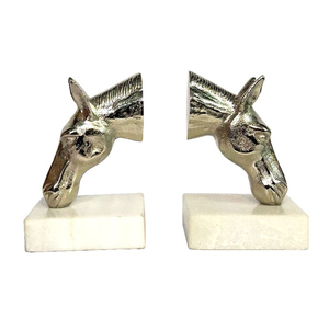 Sujetalibros de aluminio para caballos de último diseño con decoración niquelada Acabado de níquel de aluminio fundido Par de sujetalibros para caballos y perros - Product Image 1