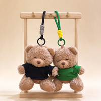 Porte-clés en peluche ours avec logo personnalisé 10CM, idéal pour sac à dos, cadeaux promotionnels d'entreprise, porte-clés jouet en peluche