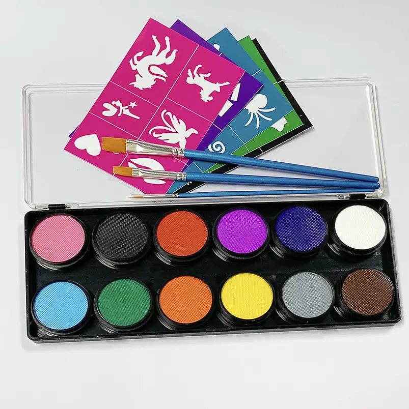 Neues Produkt Gesichts palette lackiert 12 Farben Körperfarbe Professional Body Painting Kit 12 Farben