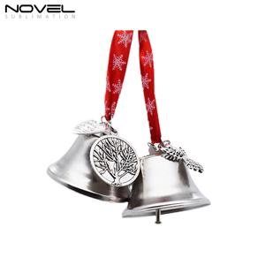 Adorno Navideño de Campana Metálica para Sublimación, Colgante Navideño para Decoración de Árboles Navideños con Cinta de Seda - Product Image 1