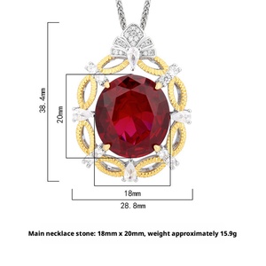 Collier pendentif vintage en cuivre plaqué or, design filigrané, avec zircon cubique rouge 18*20mm, idéal pour un anniversaire - Product Image 6