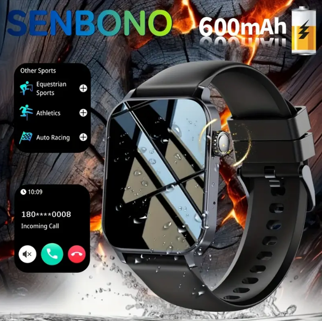 For JX633 Unisex Smart Watch 600mAh IP68 Waterproof Sleep Tracker Multi-Sports Fitness Tracker Square Design