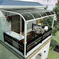 Auvent de balcon, auvent de terrasse extérieur, résistant au vent, structure en aluminium + panneau en polycarbonate
