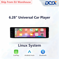 Lecteur DVD de voiture universel 6,28 pouces Single DIN avec système Linux, unité centrale multimédia sans fil Android Auto & CarPlay BT DSP