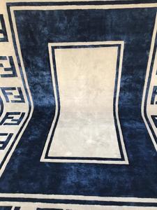 Alfombra de Lana Hecha a Mano, Estilo Nórdico, de Pelo Largo, Antideslizante, Azul y Blanca, Geométrica, para Sala de Estar o Dormitorio - Product Image 4