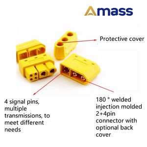 Connecteur Amass XT60 2+4 20A à courant élevé, 2 broches d'alimentation + 4 broches de signal, pour batterie lithium et drone, prix de gros - Product Image 2