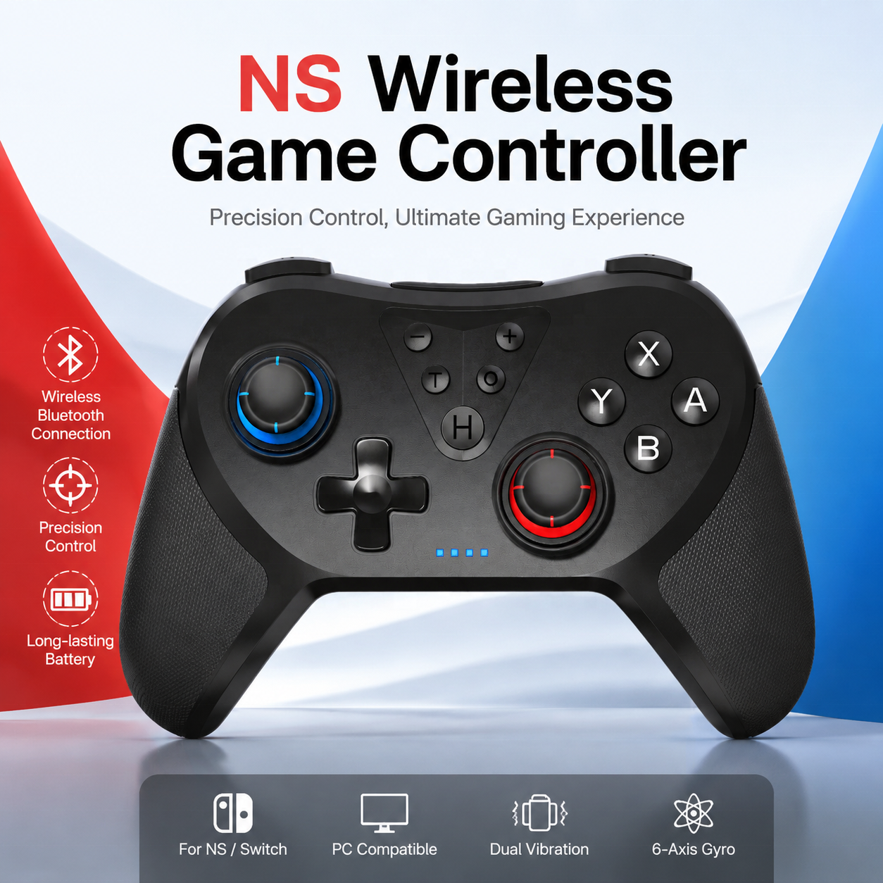 Wireless BT <strong>Controller</strong> for <strong>Switch</strong> <strong>Pro</strong> <strong>PC</strong> Dual Vibration 6 Axis Gyro Turbo Motion Gaming Gamepad for NS <strong>Pro</strong>
