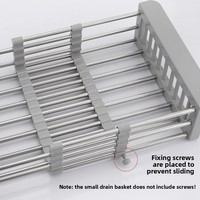 Égouttoir de cuisine moderne et minimaliste en acier inoxydable, panier de vidange télescopique multifonctionnel pour évier