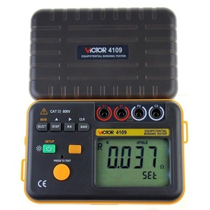 เครื่องทดสอบการเชื่อมต่อแบบอีควิโพเทนเชียล VICTOR 4109 500V 4 ขั้ว สำหรับวัดความต้านทาน การทดสอบการเชื่อมต่อกราวด์และกริด - Product Image 2