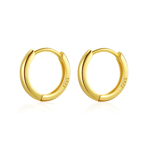 Classic 925 <strong>Sterling</strong> <strong>Silver</strong> <strong>Hoop</strong> <strong>Earrings</strong> Hypoallergenic Jewelry High Polished Finish 18k Gold Plated <strong>Earrings</strong> for Women Men - Product Image 2