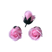 Bouquet de fleurs artificielles en savon rose naturel lumineux à 3 couches pour décorations de Noël et du Nouvel An, cadeau