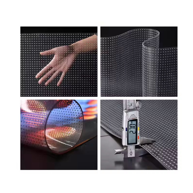 High Light Transmission 1300cd Brightness Waterproof Sunlight Readable P6 P8P10 Flexible LED Display Screen Affixed Glass for