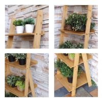 Estante de escalera de bambú de 5 niveles, estante de esquina independiente ajustable, soporte de plantas y flores para jardín y hogar