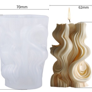 Ocean Wavy Resin Candle Mold Pillar Silicone Mold For Home Decoration <b>Scented</b> Candle Mould Non <b>Stick</b> Reusable - Product Image 6