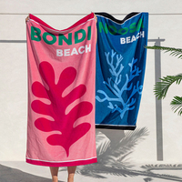 Serviettes de plage personnalisées en velours imprimé 100 % coton de Chine, serviettes de piscine pliables anti-sable